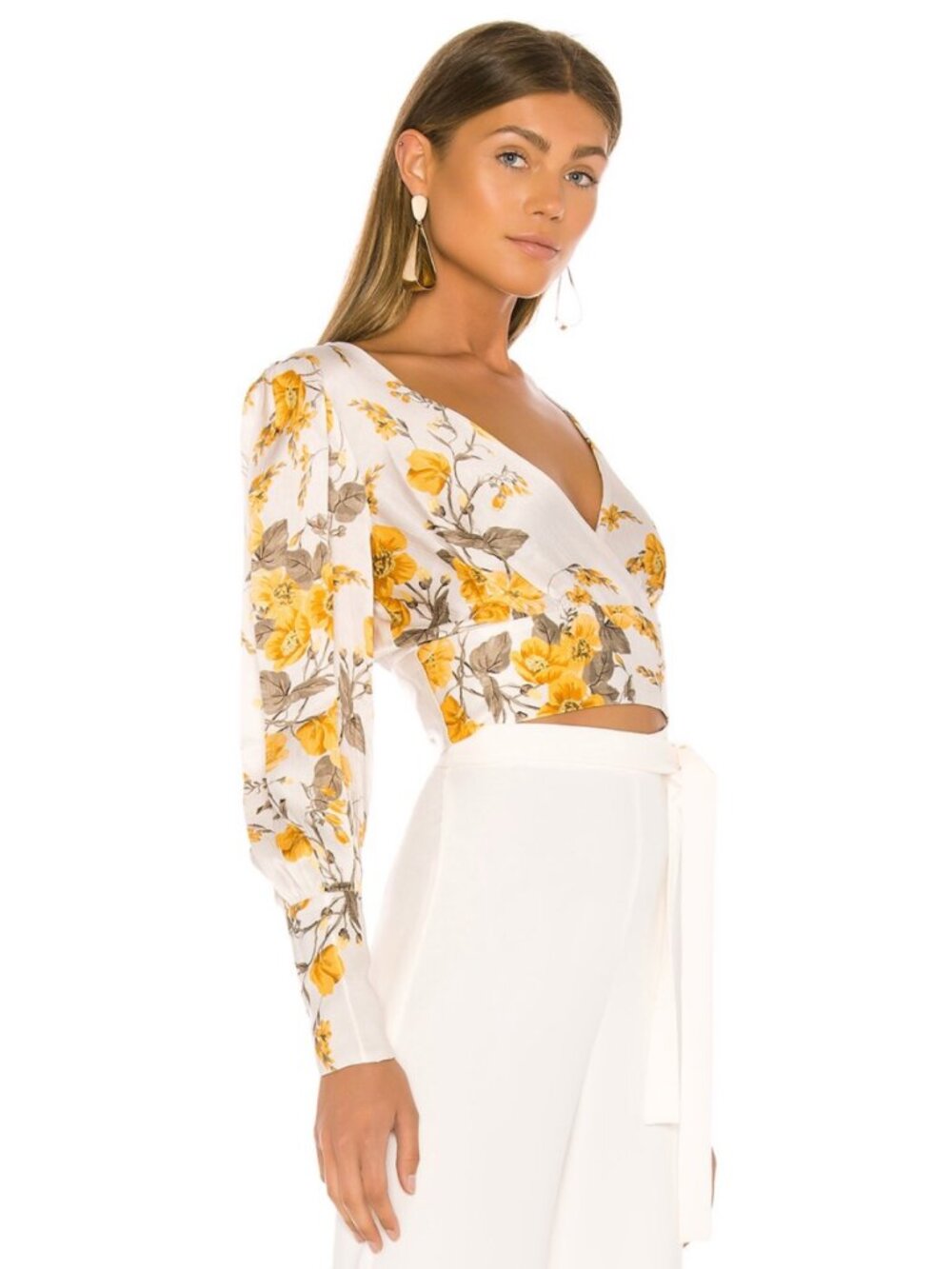 Bec + Bridge Matilde Floral Crop Blouse in Yellow